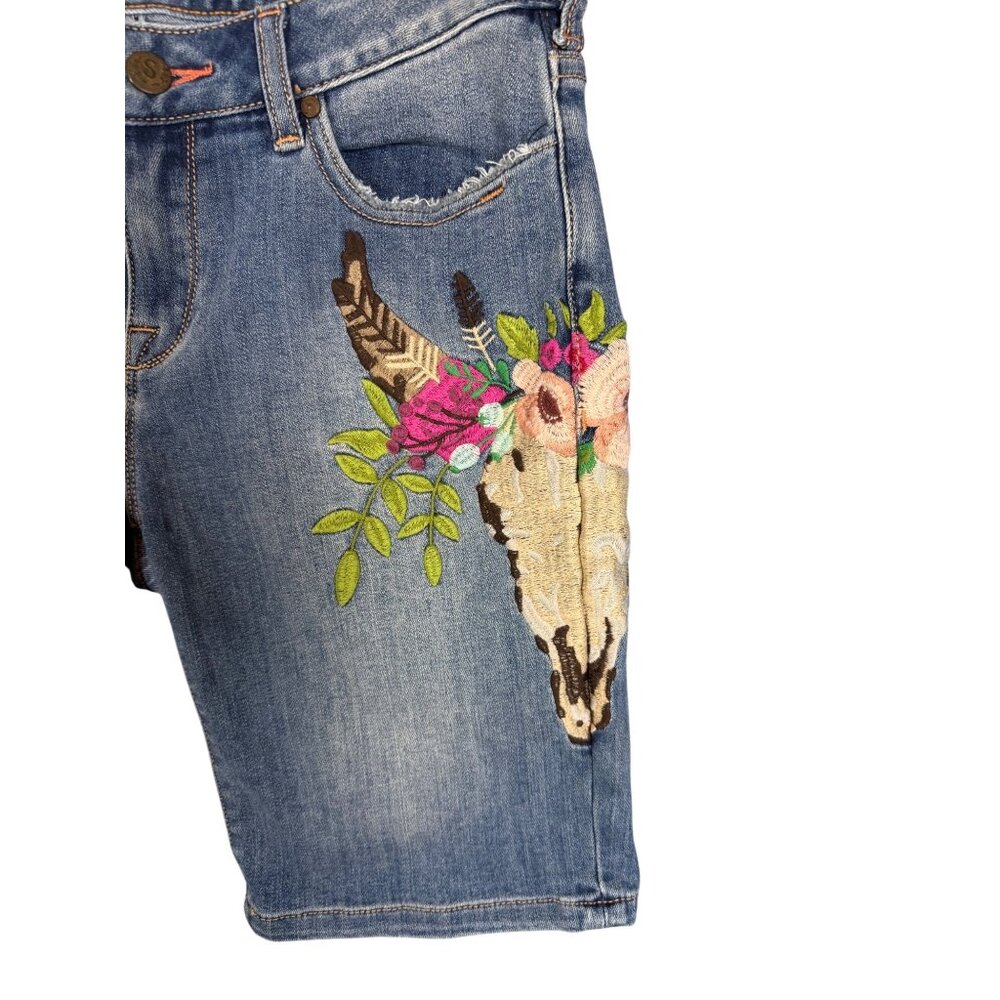 Sundance Shorts 27 Embroidered Denim Bermuda Western Rockabilly Stretch Rare! HT - Picture 15 of 16